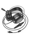 Słuchawki przewodowe nauszne gamingowe USB A Hoco 2 m W109 PLUS czarne