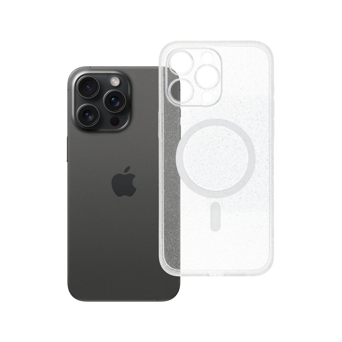 Futerał do iPhone 15 PRO MAX Clear Mag Cover (STR / CAMERA PROTECTION) zgodny z MagSafe  transparentny glitter