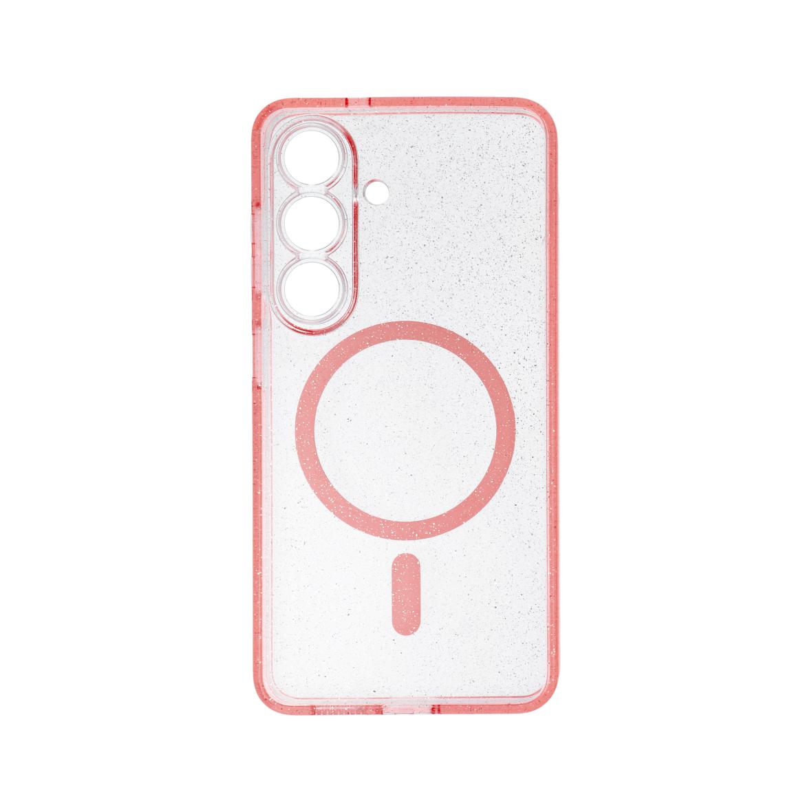 Futerał do Samsung S26 Clear Mag Cover (STR / CAMERA PROTECTION) zgodny z MagSafe różówy glitter