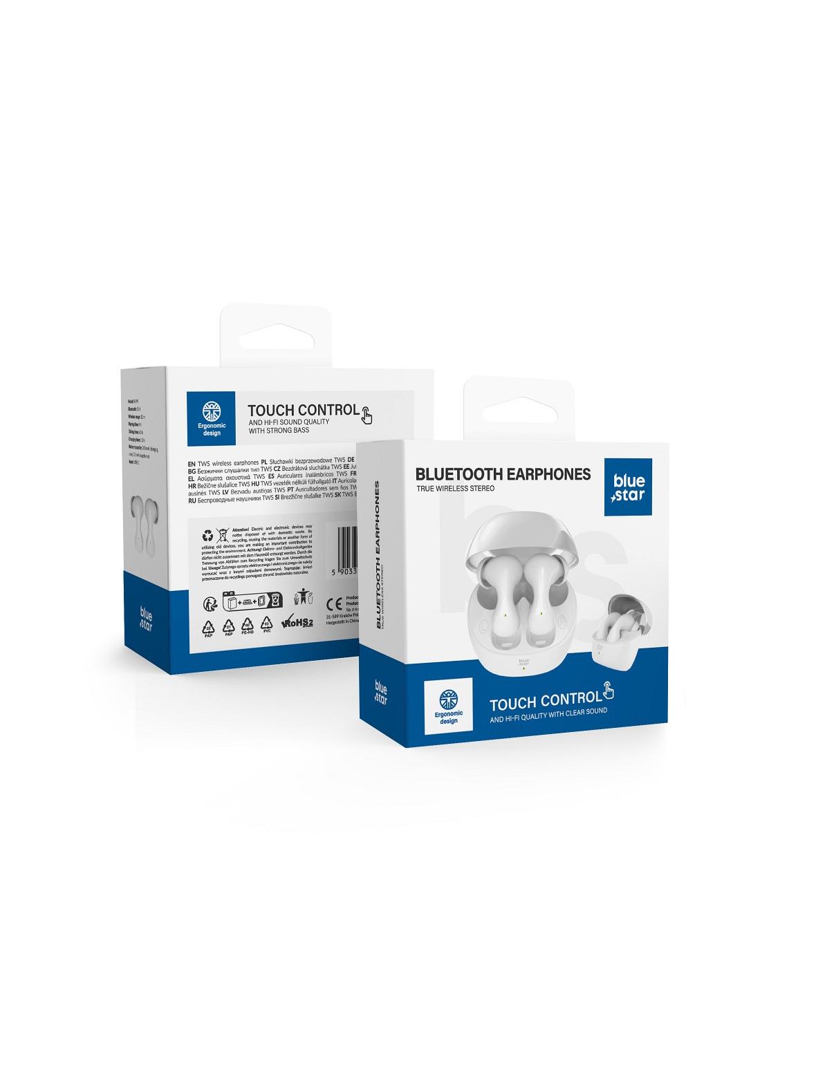 Słuchawki bezprzewodowe douszne Blue Star BK92 TWS białe