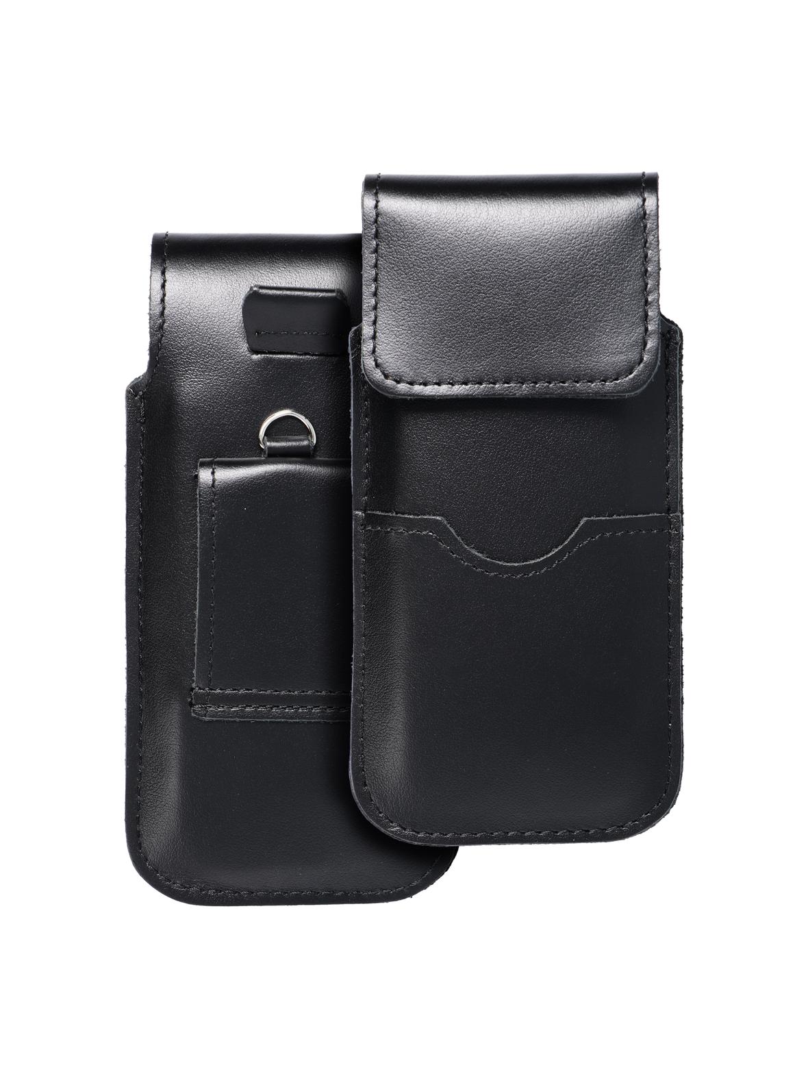 Skórzany futerał uniwersalny / wsuwka z klapką - ROYAL / czarny - Rozmiar M - IPHONE 5 / NOKIA S5610 / LUMIA 230