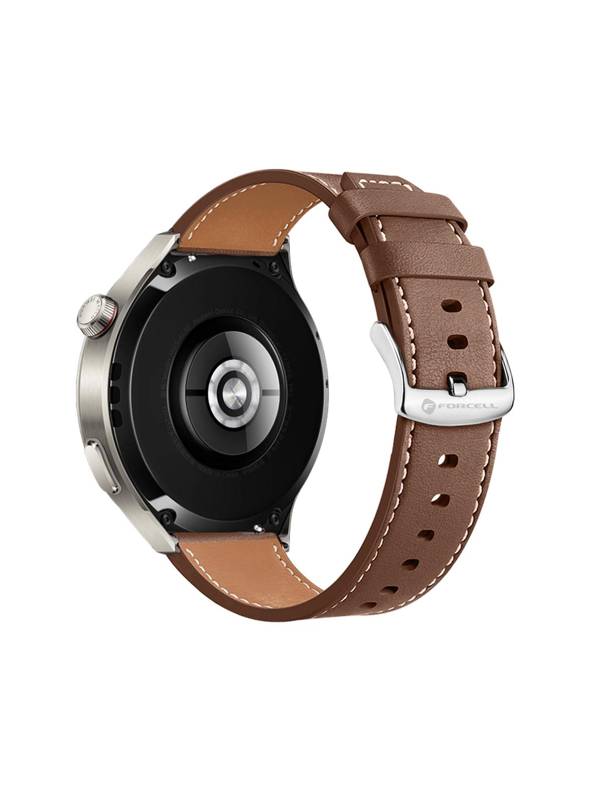 Pasek do Samsung Galaxy Watch Forcell F-Design FS21 dziurki skóra ekologiczna 20 mm brązowy
