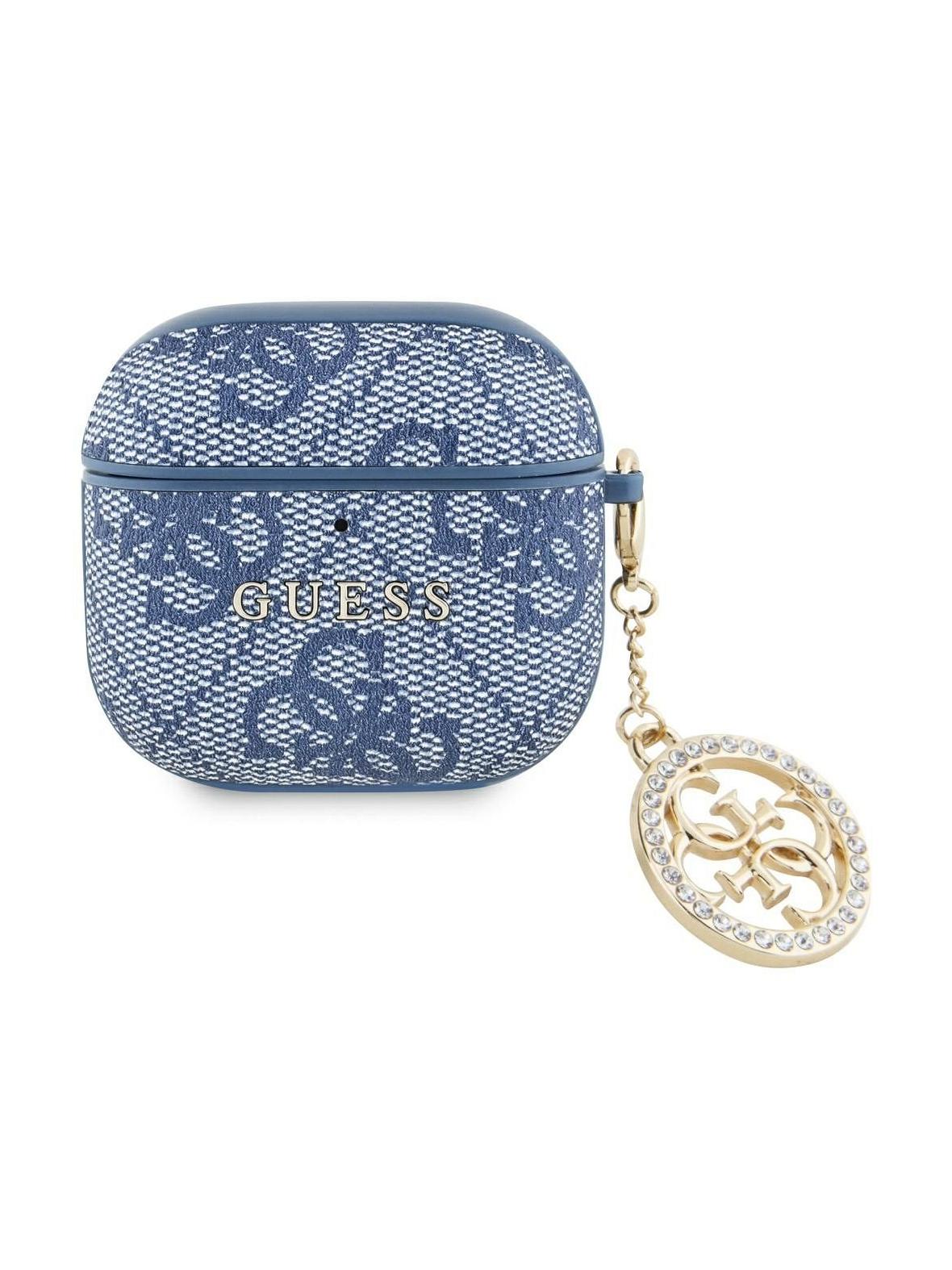GUESS futerał do APPLE AirPods 4 GUA4P4E4CDB (PU 4G W/ Strass Charm) niebieski