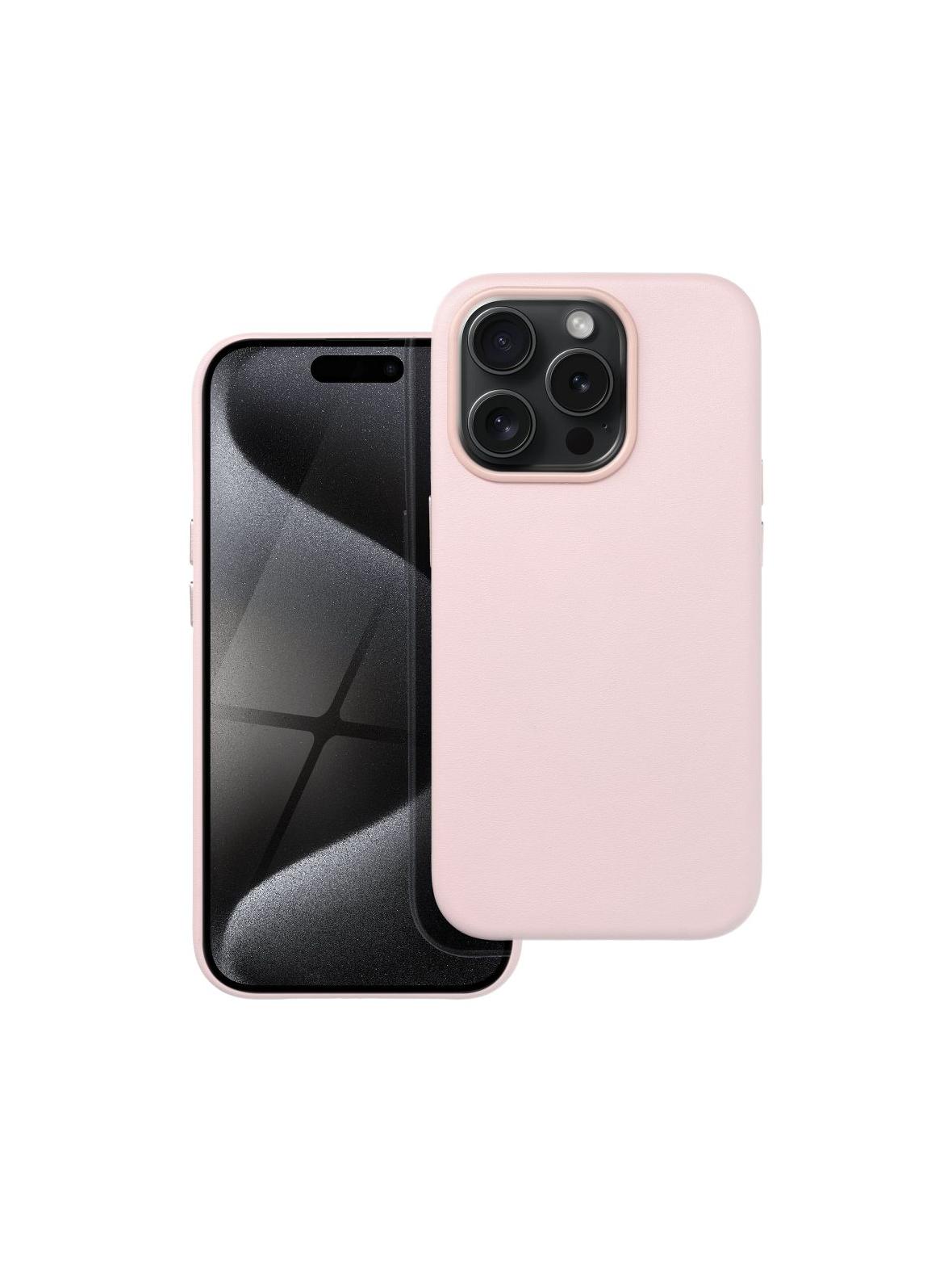 Futerał LEATHER MAG COVER kompatybilny z MagSafe do IPHONE 15 Pro różowy