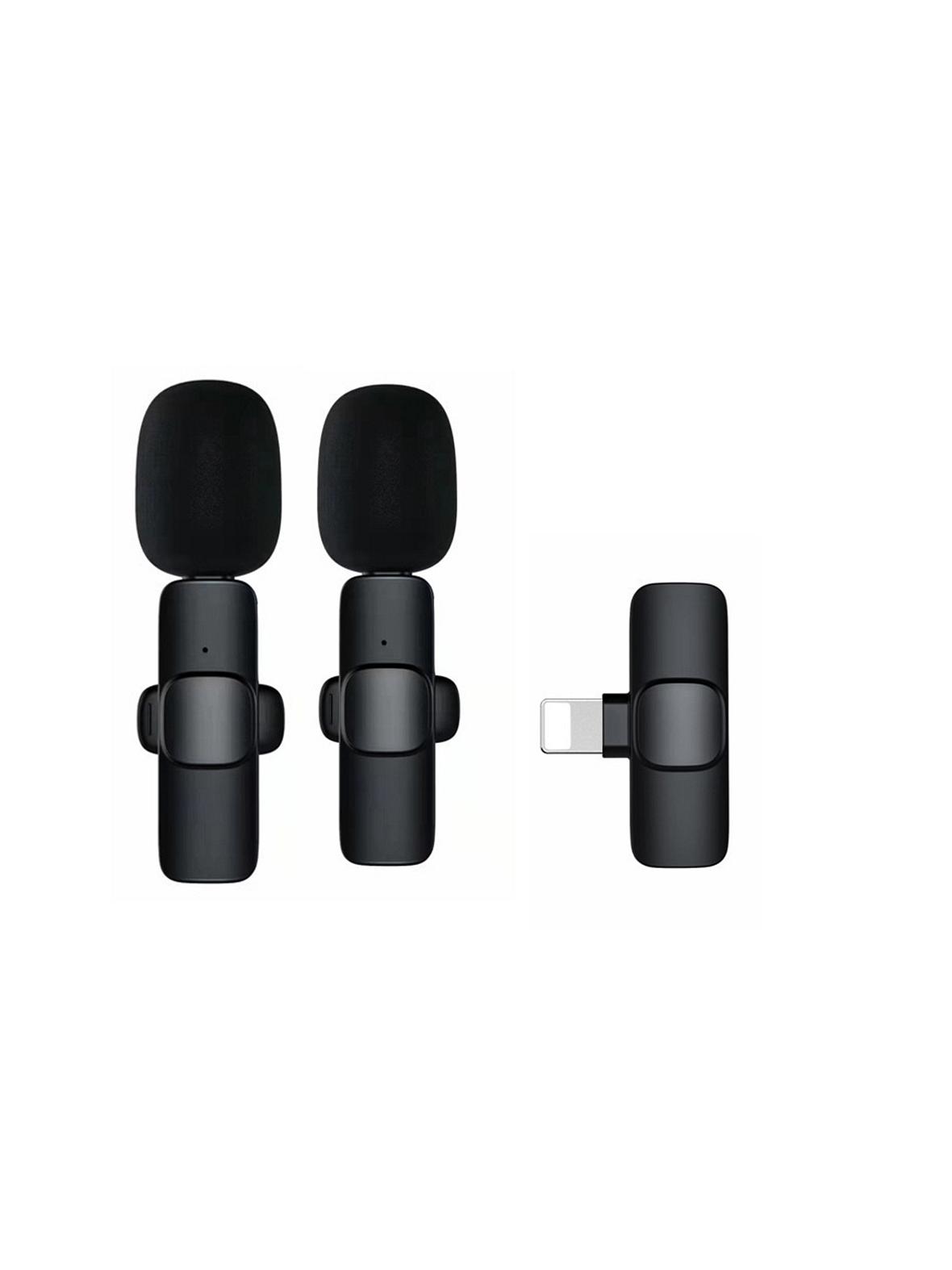 Mikrofon krawatowy bezprzewodowy Lightning podwójny (2 w zestawie) K1 czarny