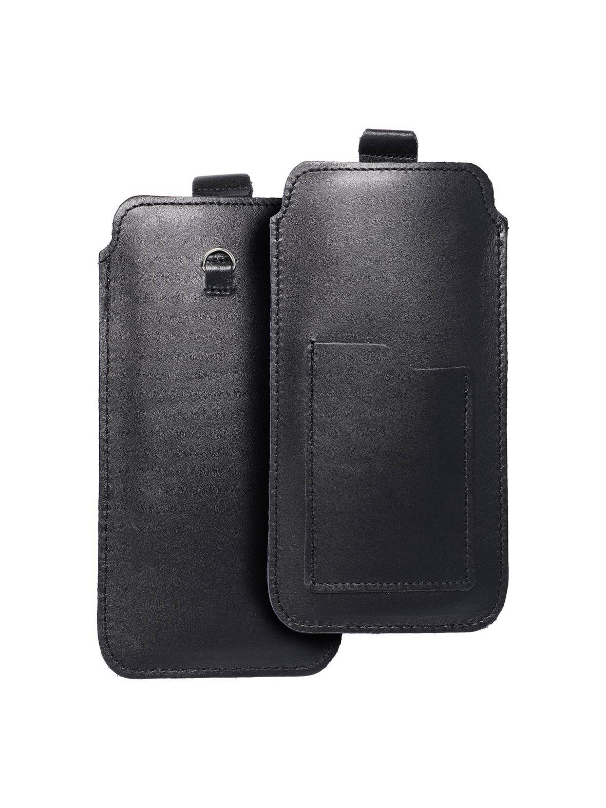 Skórzany futerał uniwersalny / wsuwka z pull-up - ROYAL / czarny - Rozmiar 2XL+tall - SAMSUNG S21 ULTRA / HUAWEI P Smart 2021 / XIAOMI Redmi 12 / OPPO A98 5G