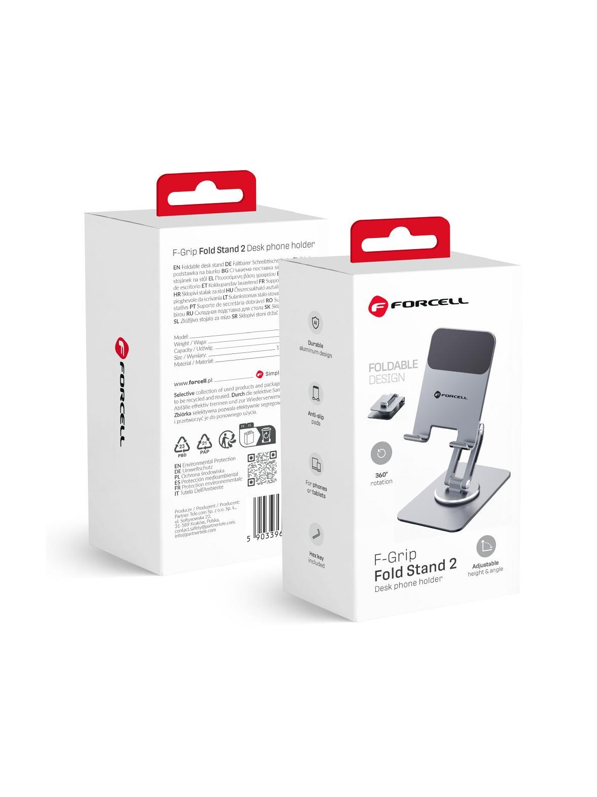 Uchwyt na telefon / tablet biurkowy składany Forcell F-Grip Fold Stand 2 360 szary
