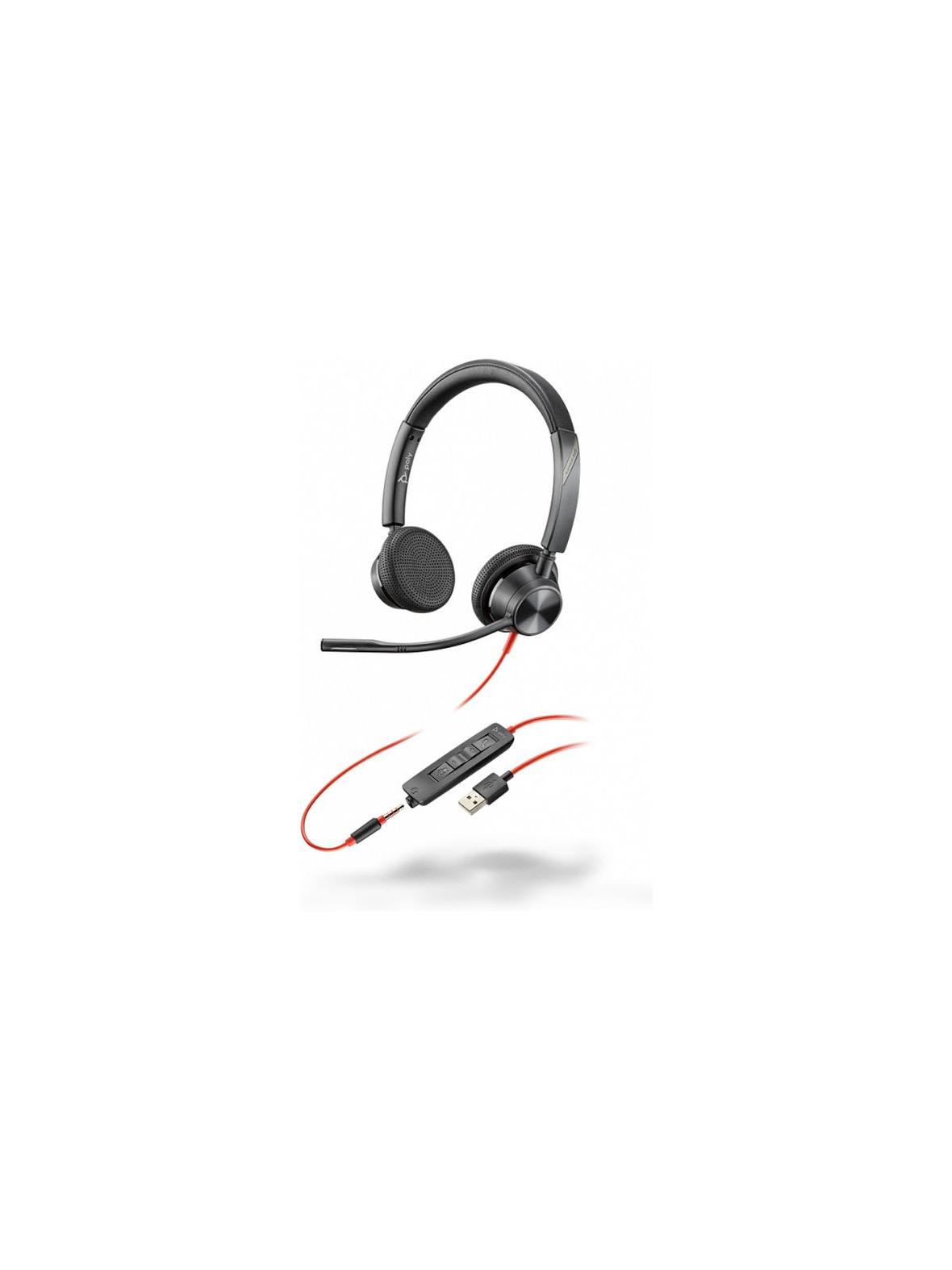 Słuchawki przewodowe nauszne Jack 3,5 mm / USB A Poly Blackwire C3325 czarne