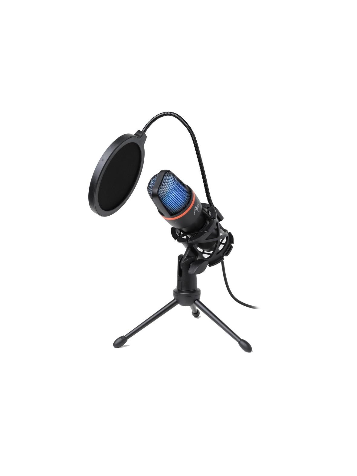 Mikrofon pojemnościowy Art z membraną stojący podświetlany tripod AC-02 czarny