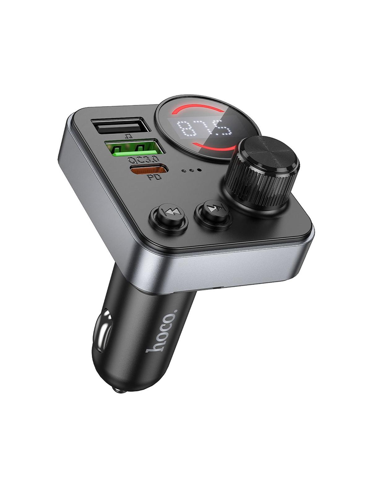 Transmiter samochodowy bluetooth Hoco 2 x USB A + USB C QC3.0 PD 48W E86 czarny