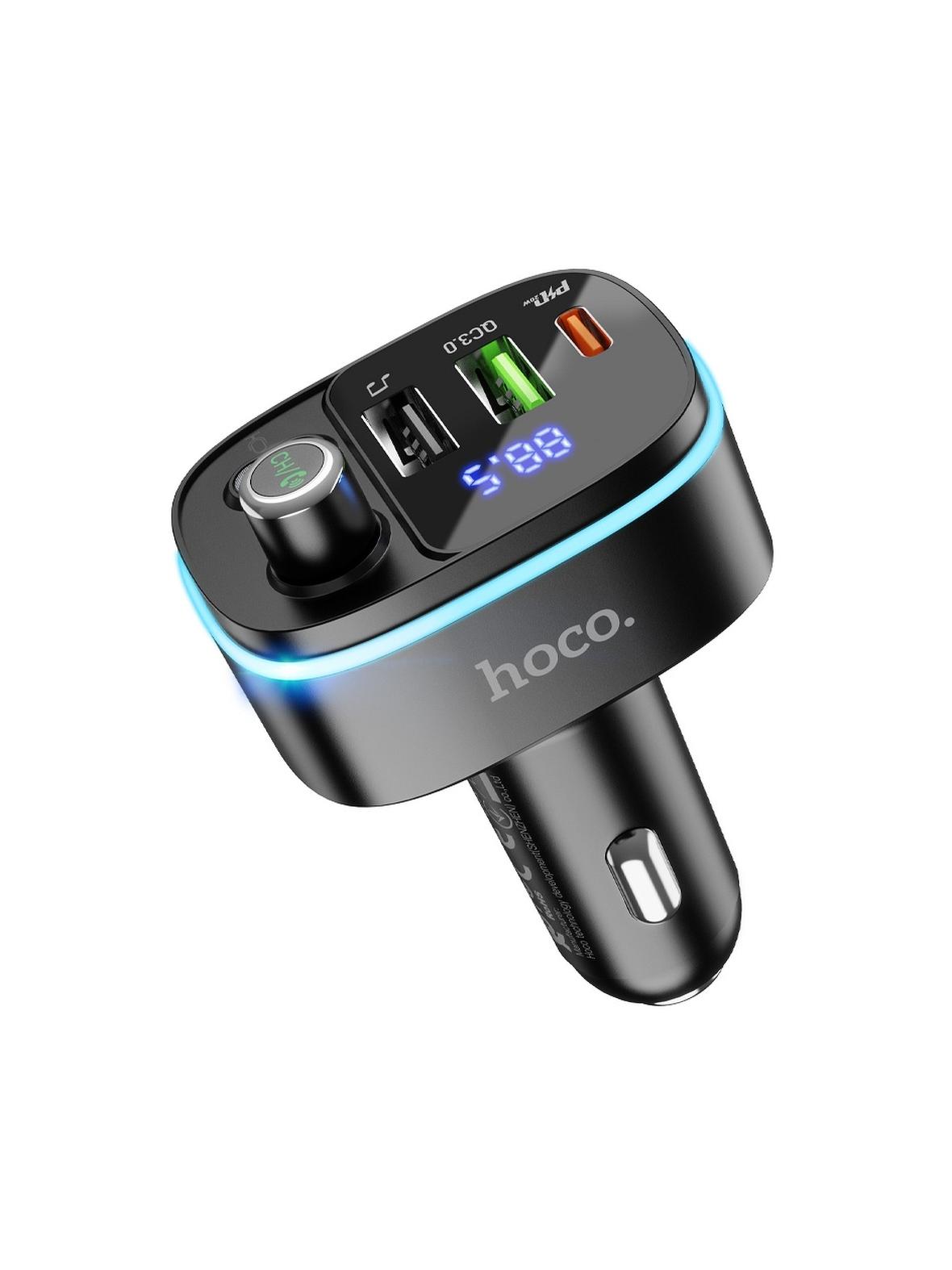 Transmiter samochodowy bluetooth Hoco 2 x USB A + USB C QC3.0 PD 20W  E62 czarny