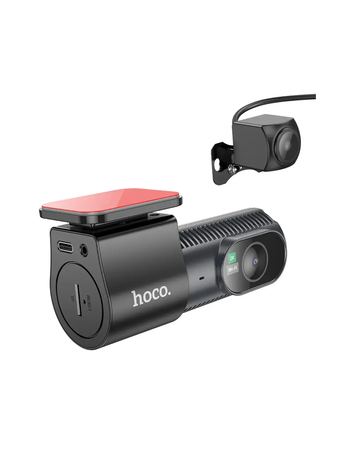 Kamera samochodowa Hoco z wyświetlaczem 1,47" 2K + kamera tylna 720P/25fps DV8 czarna