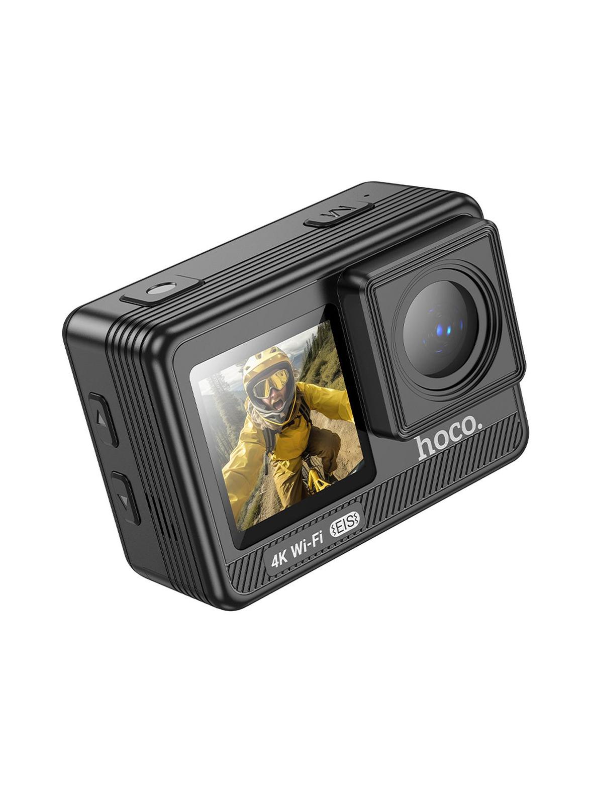 Kamera sportowa Hoco z dwoma wyświetlaczami 1,3" + 2" anti-shake IPS 4K/30fps DV102 czarna