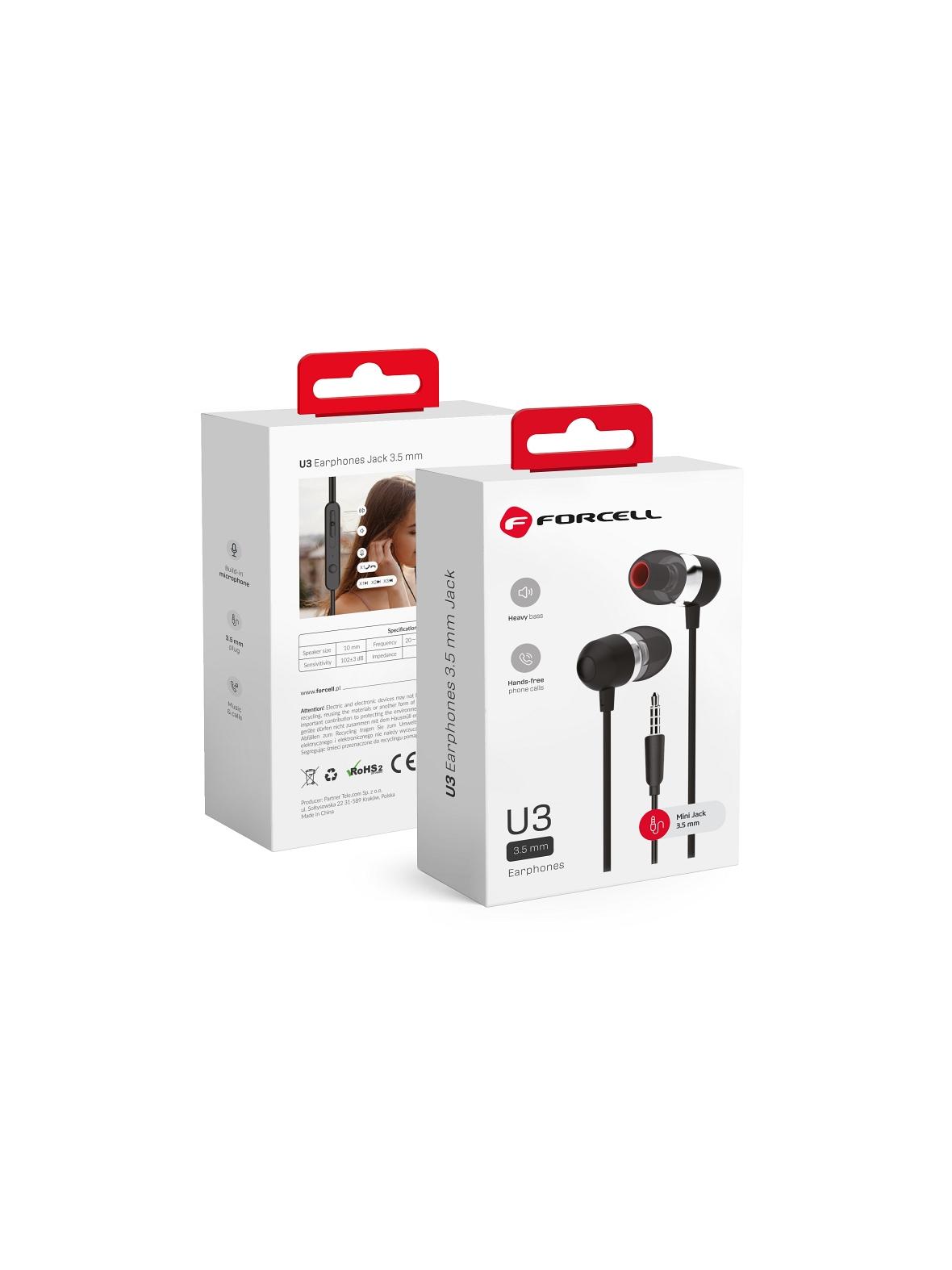 Słuchawki przewodowe douszne Jack 3,5 mm Forcell F-Audio U3 czarne