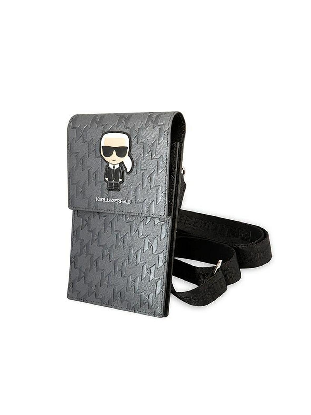 KARL LAGERFELD torebka uniwersalna na telefon KLWBSAMIPG (Monogram Ikonik Path) srebrny
