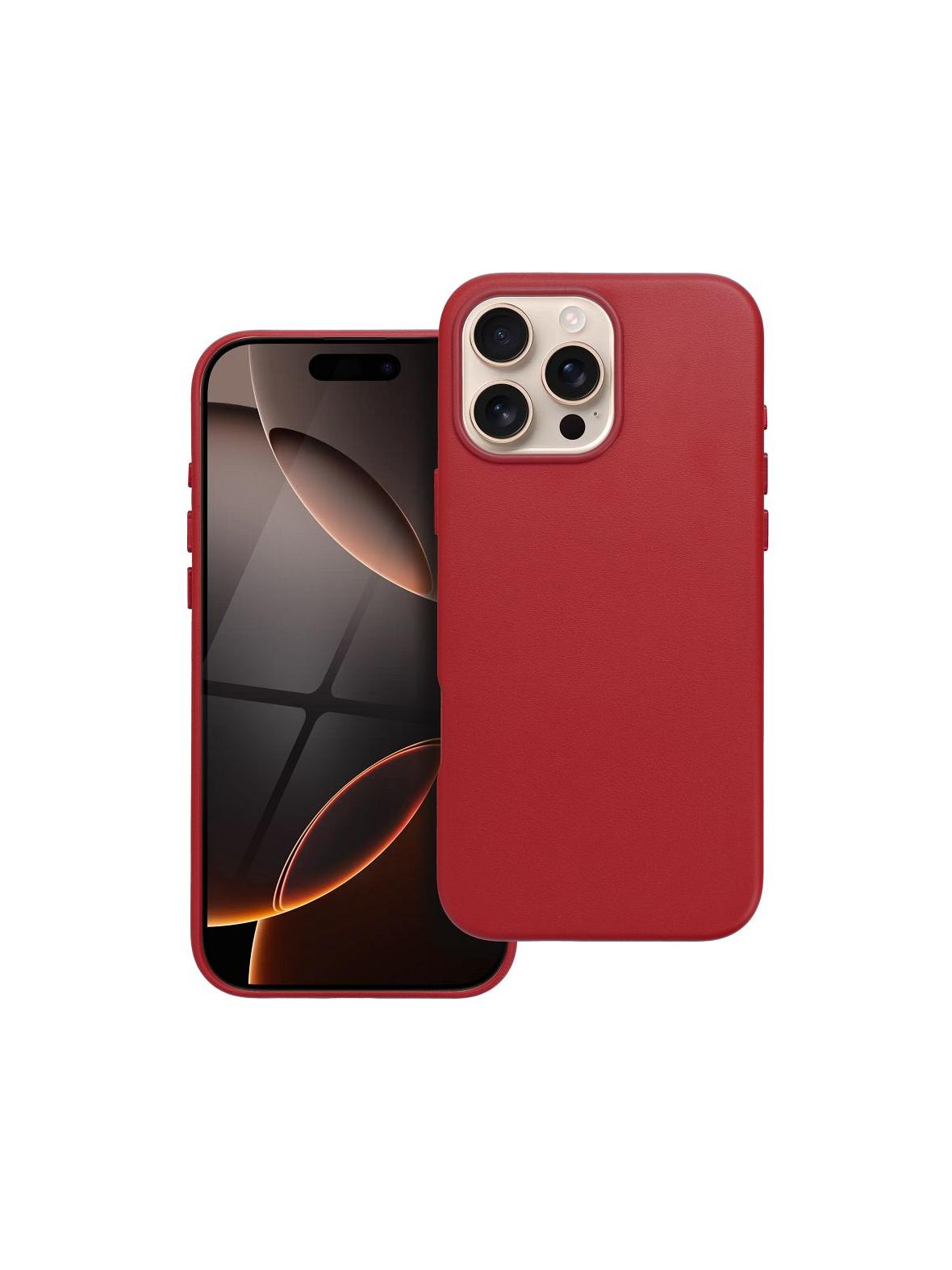 Futerał LEATHER MAG COVER kompatybilny z MagSafe do IPHONE 16 Pro Max czerwony