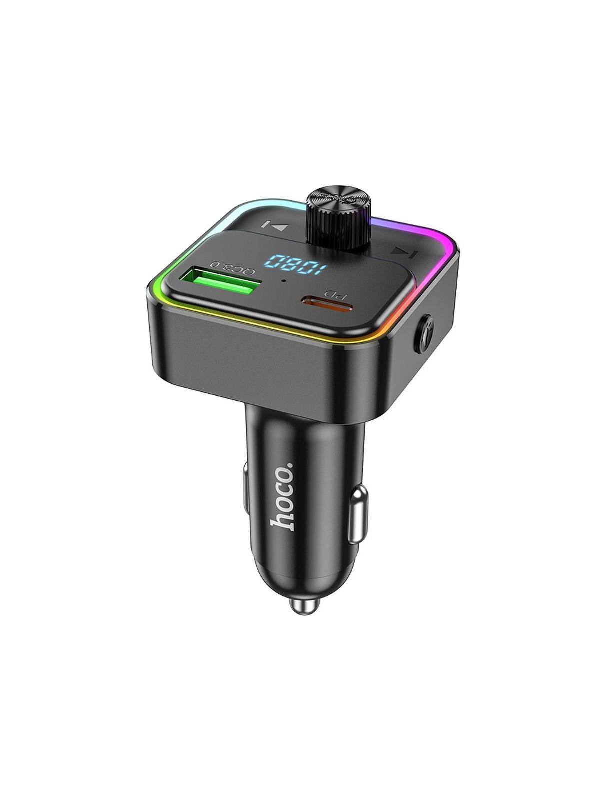 Ładowarka samochodowa Hoco USB A + USB C QC3.0 PD 30W  z transmiterem E81 czarny