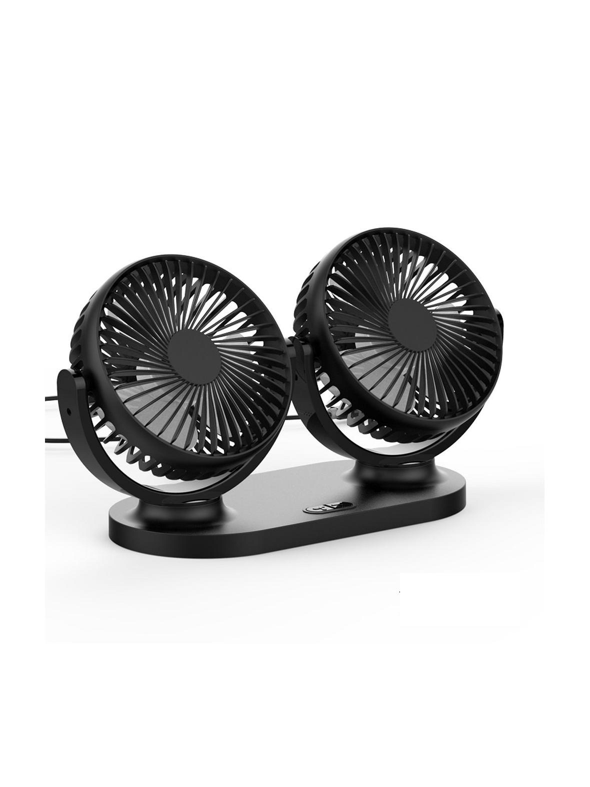 Wiatrak samochodowy podwójny zasialny z USB czarny