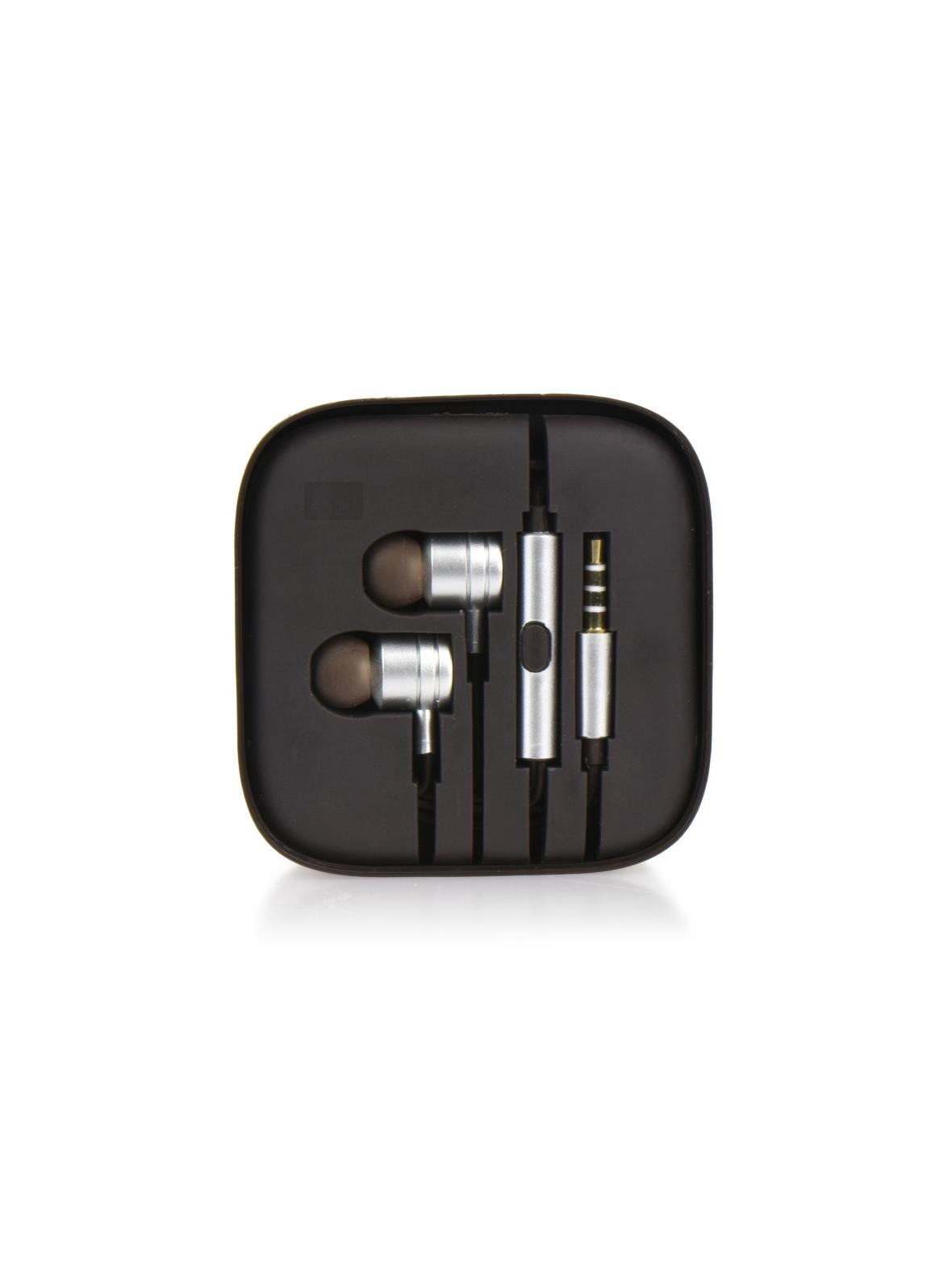 Słuchawki przewodowe Jack 3,5 mm z mikrofonem MI metal box srebrne