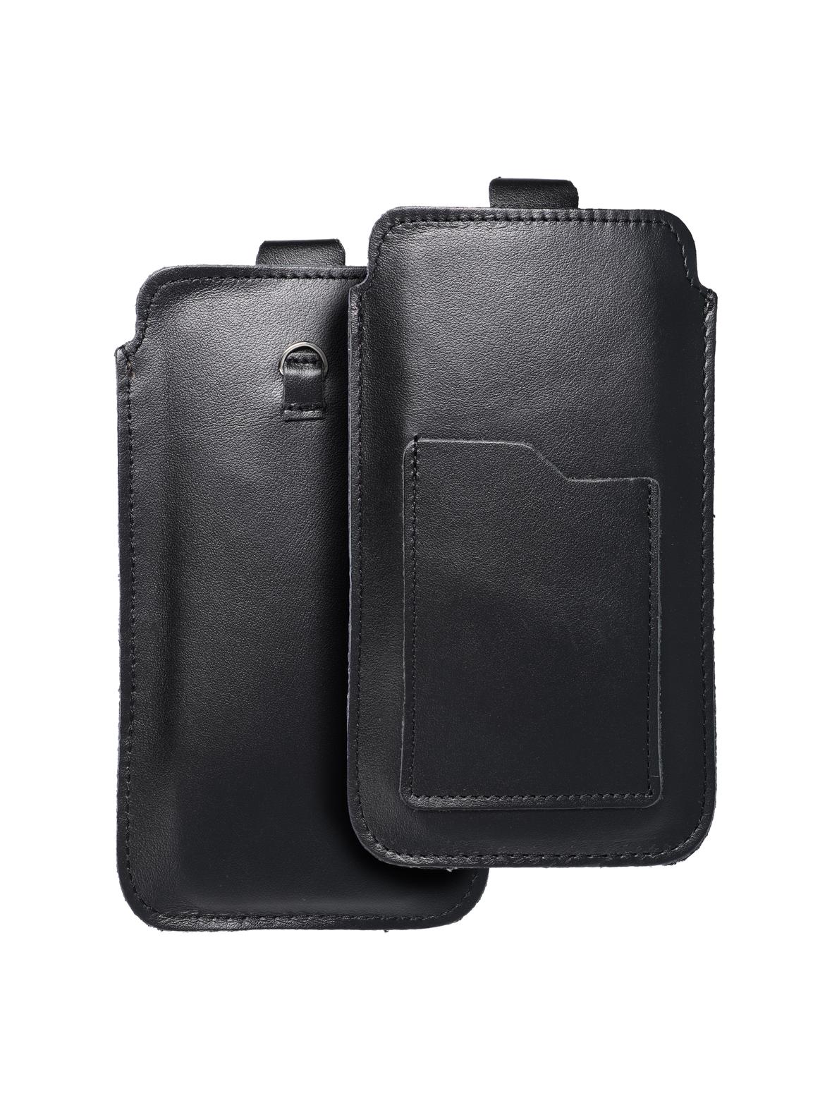 Skórzany futerał uniwersalny / wsuwka z pull-up - ROYAL / czarny - Rozmiar 2XL+wide - SAMSUNG A12 / NOTE 9 / XIAOMI REDMI NOTE 10 PRO