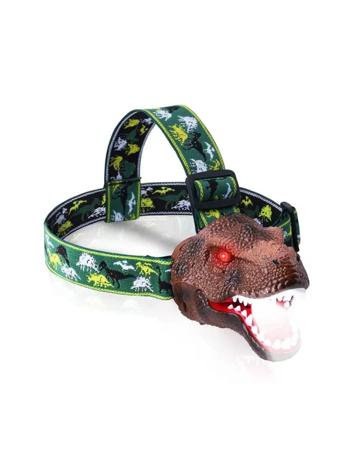 Latarka czołowa LED dla dzieci z dinozaurem IPX4 15LM brązowa