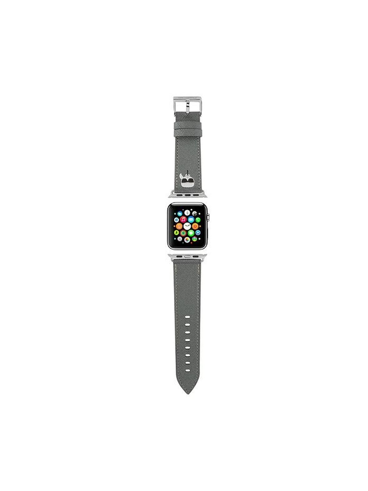 KARL LAGERFELD pasek silikonowy do APPLE Watch KLAWLOKHG (SAFFIANO KH 42 / 44 mm ) srebrny
