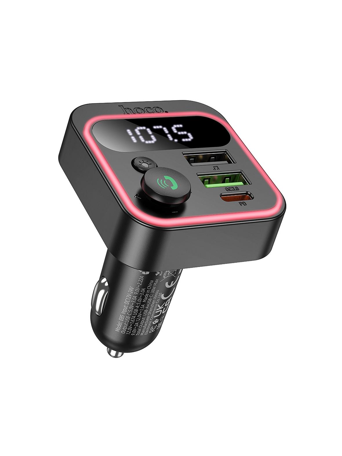 Transmiter samochodowy bluetooth Hoco QC3.0 PD 20W E85 czarny