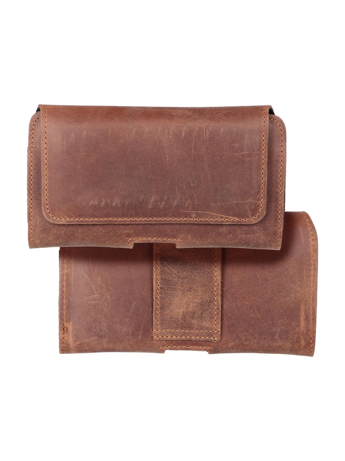 Kabura uniwersalna do paska skórzana ROYAL Crazy Horse pozioma rozmiar M do IPHONE 12 MINI / 13 MINI / SAMSUNG A40 / S8 / XIAOMI 12 / Redmi 5A brązowa