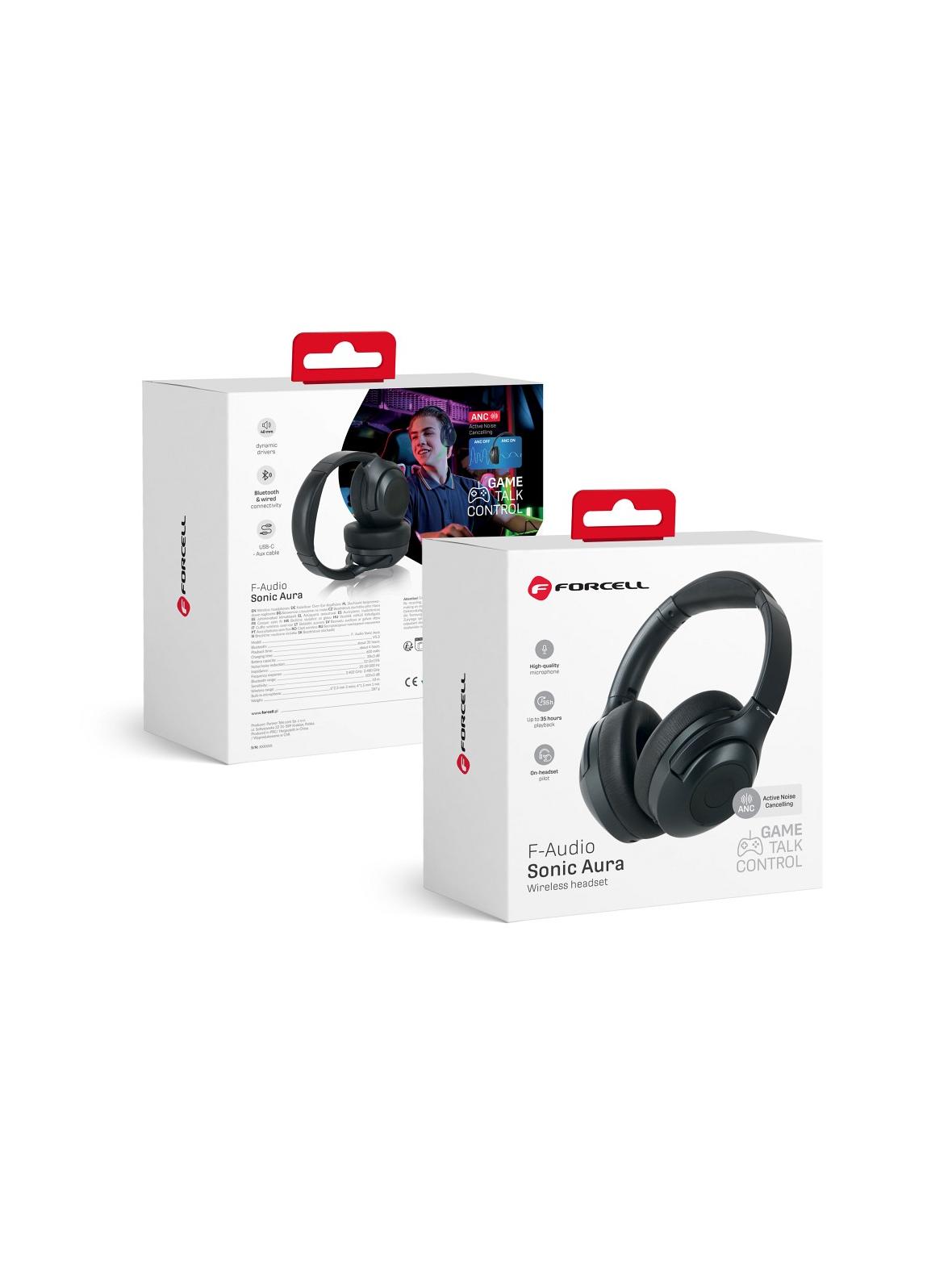 Słuchawki bezprzewodowe nauszne Forcell F-Audio Sonic Aura ANC czarne