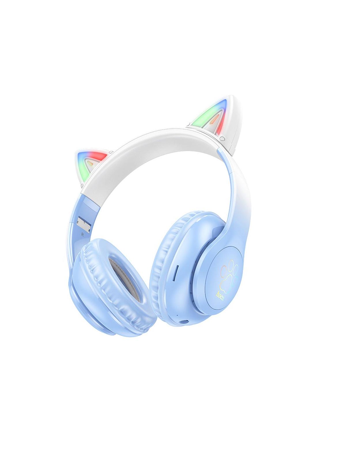 Słuchawki bezprzewodowe nauszne Hoco W42 Kocie Uszy krystaliszny niebieski