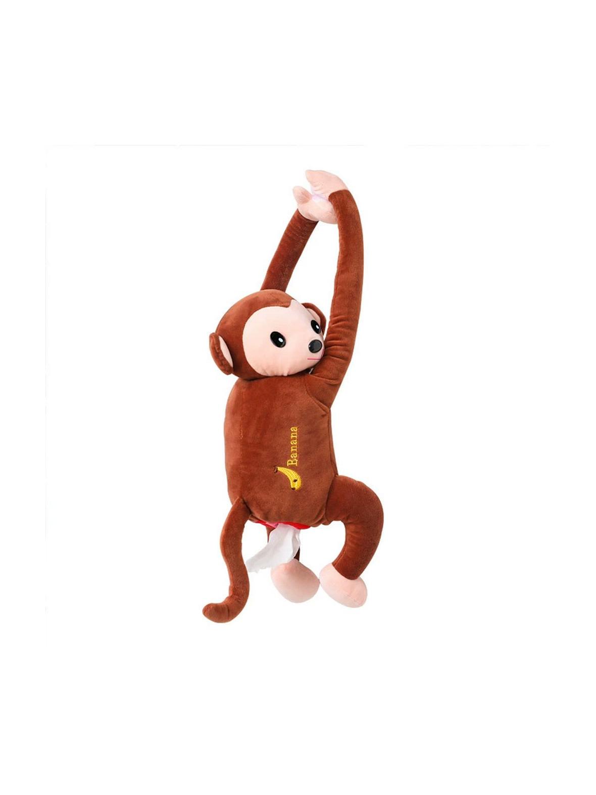 Pojemnik na chusteczki w kształcie małpy zawieszany brązowy