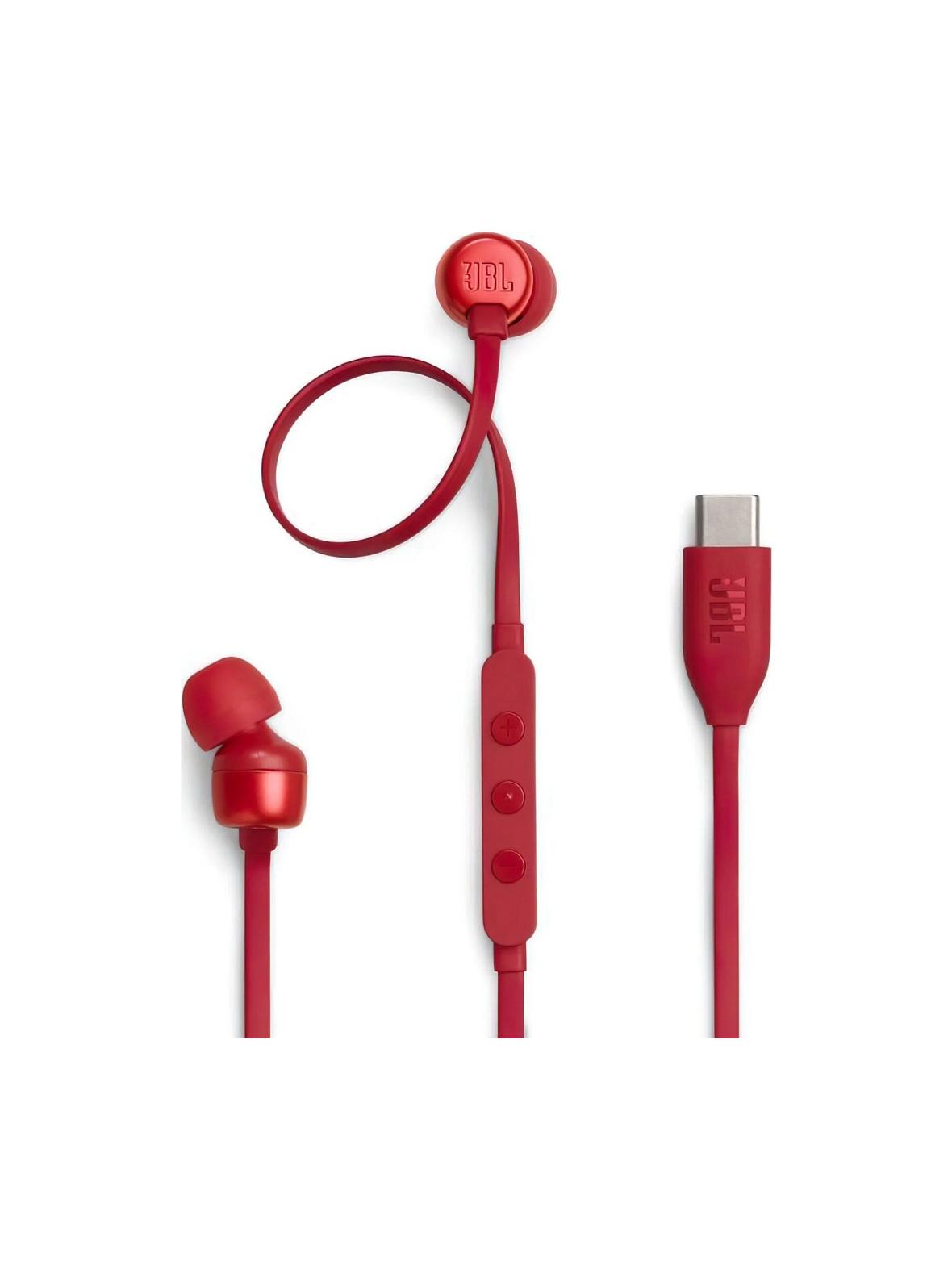 Słuchawki przewodowe douszne USB C JBL Tune 310C czerwone