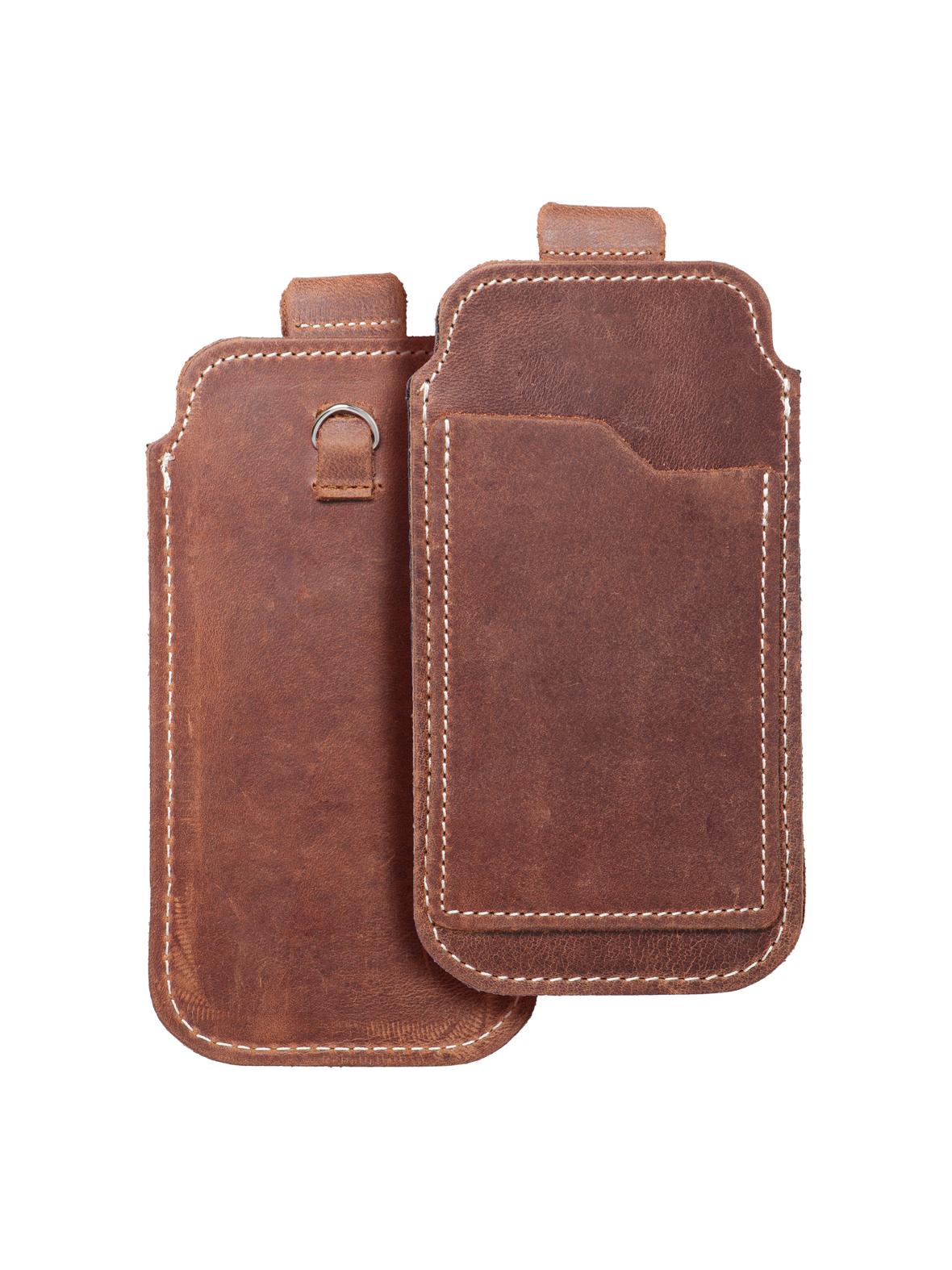 Skórzany futerał uniwersalny / wsuwka z pull-up - ROYAL Crazy Horse / brązowy - Rozmiar M - IPHONE 5 / NOKIA S5610 / LUMIA 230