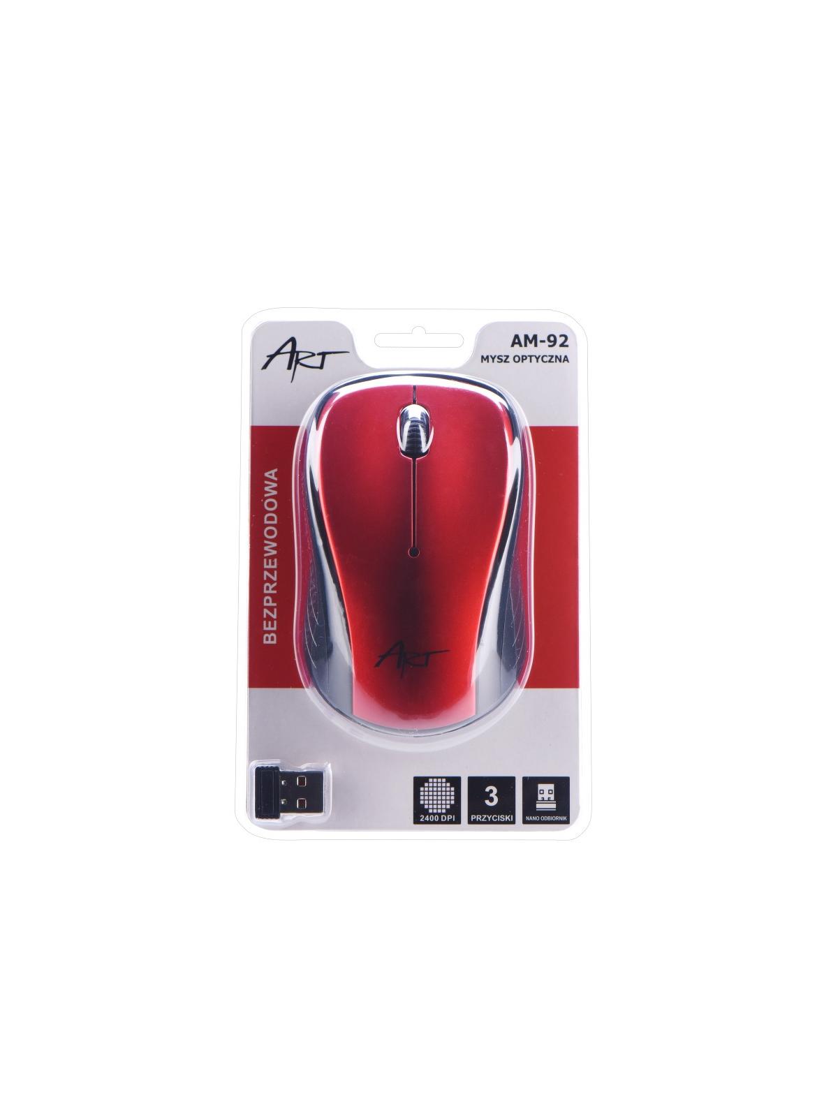 ART myszka komputerowa bezprzewodowa 2400 dpi AM-92 czerwona