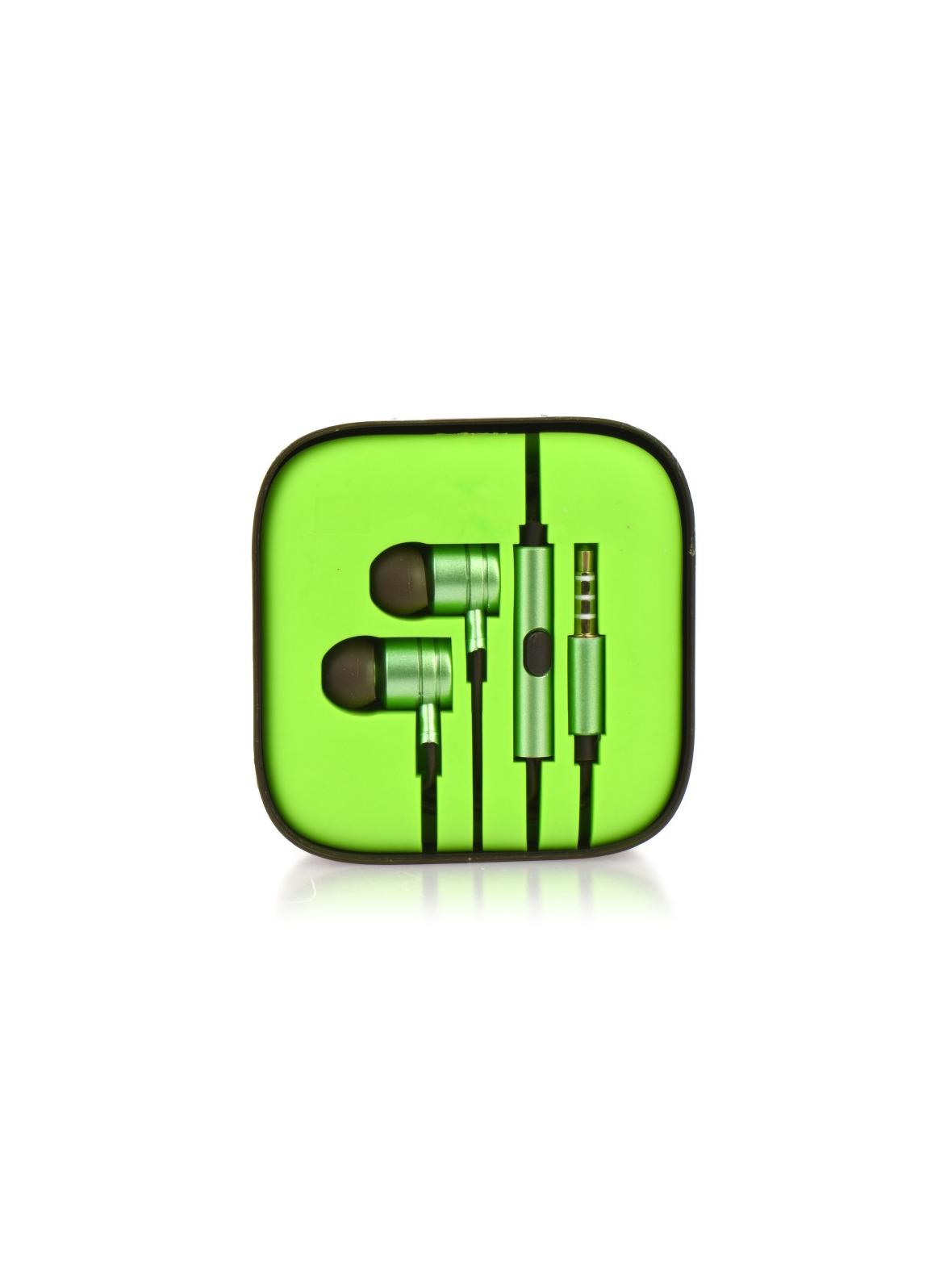 Słuchawki przewodowe douszne Jack 3,5 mm MI metal box limonka