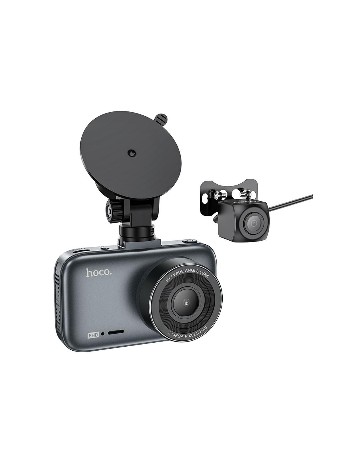 Kamera samochodowa Hoco z wyświetlaczem 3" 1080P/30fps + kamera tylna 720P/25fps DV6  stalowo szara