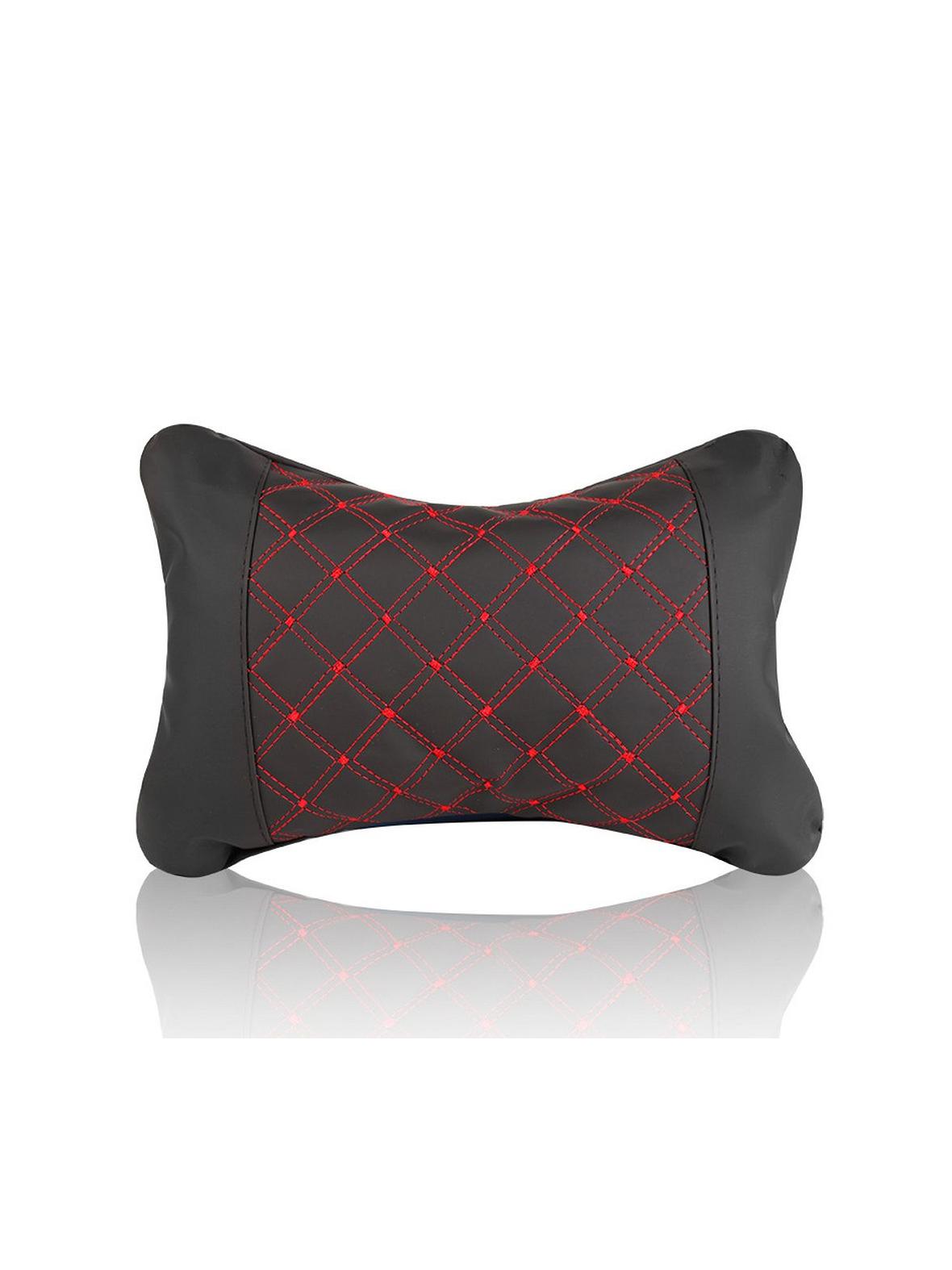 Poduszka na zagłówek do samochodu z przeszyciem czarno czerwona