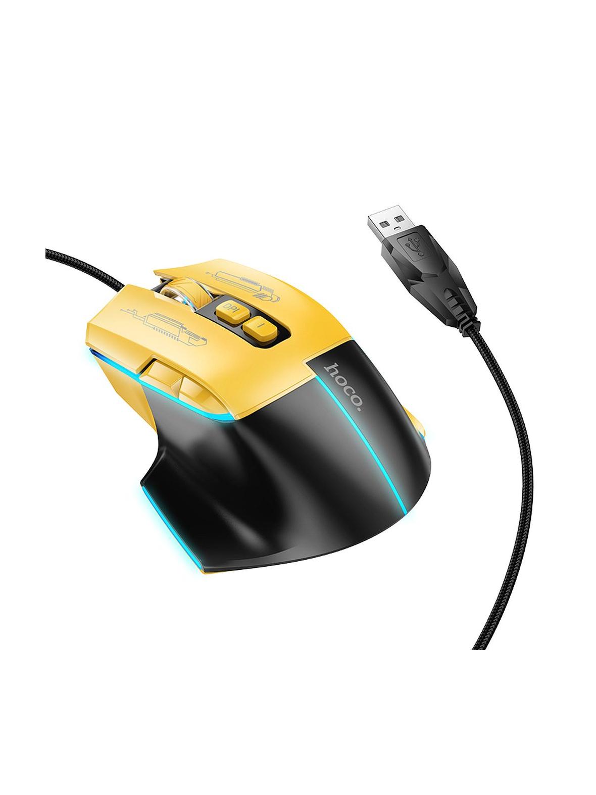 Myszka przewodowa gamingowa Hoco USB A 3600 dpi GM31 czarno żółta