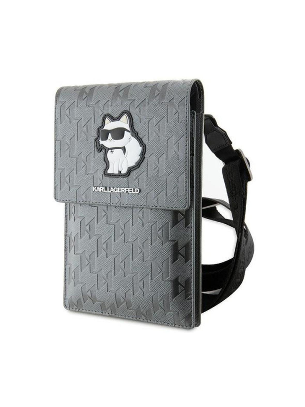 KARL LAGERFELD torebka uniwersalna na telefon KLWBSAKHPCG (Saffiano Mono Choupette) srebrny
