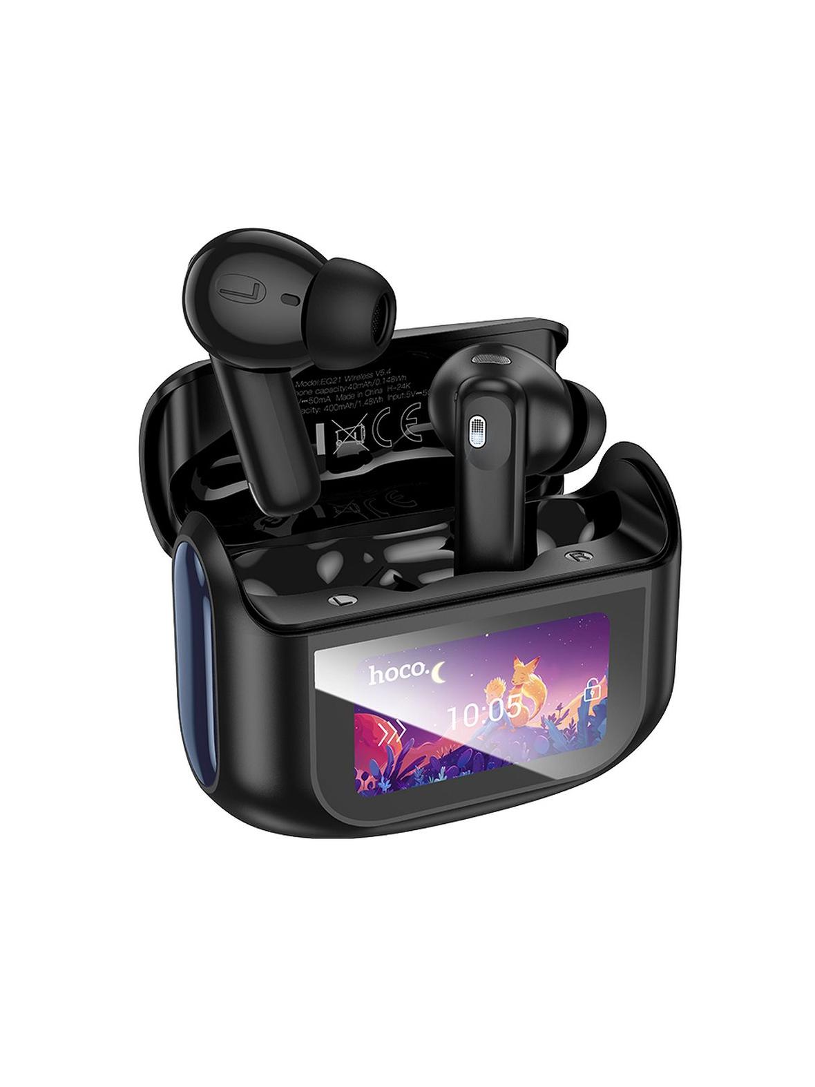 Słuchawki bezprzewodowe douszne Hoco z ekranem dotykowym TWS ANC ENC EQ21 czarne