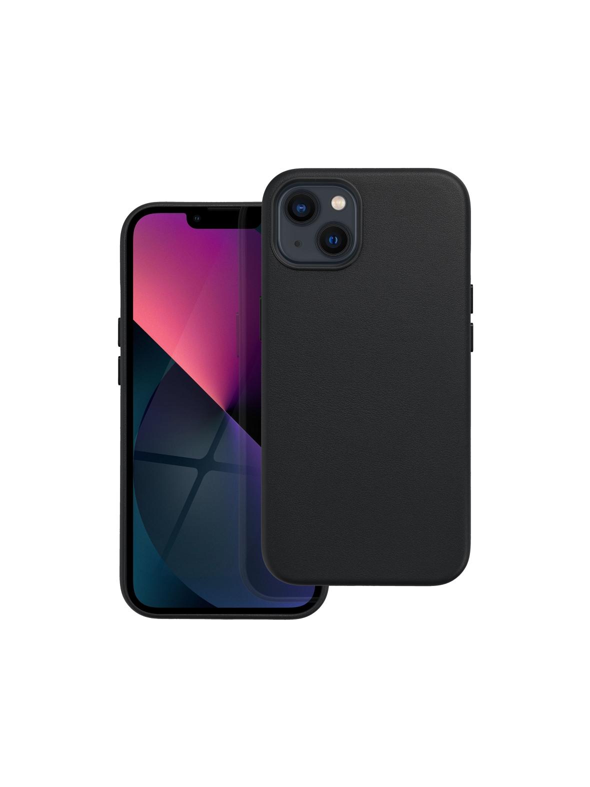 Futerał LEATHER MAG COVER kompatybilny z MagSafe do IPHONE 13 czarny