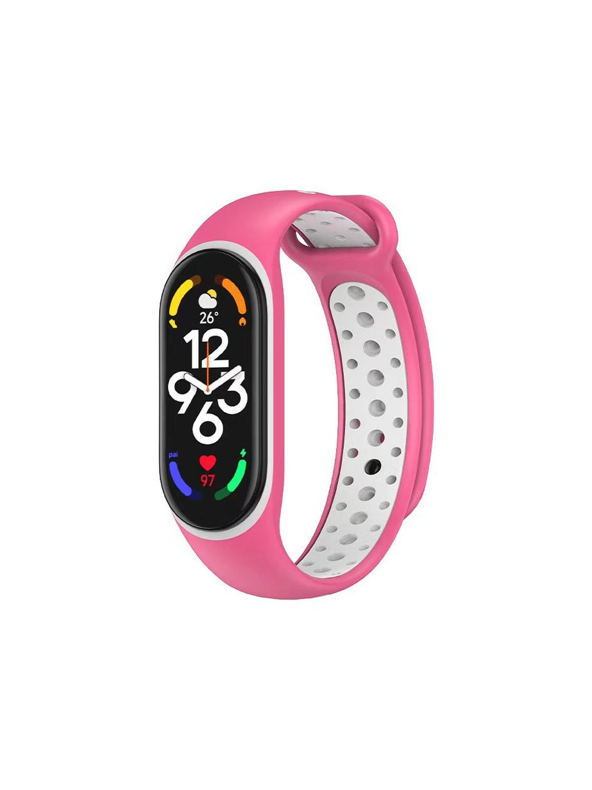 Pasek silikonowy do XIAOMI Mi Band 5 / 6 / 7 różowy (07)