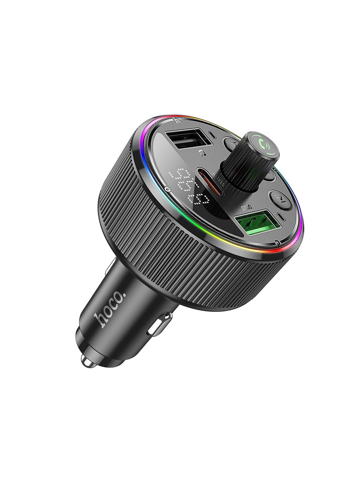 Transmiter samochodowy bluetooth Hoco 2 x USB A + USB C QC3.0 PD 30W E82 czarny