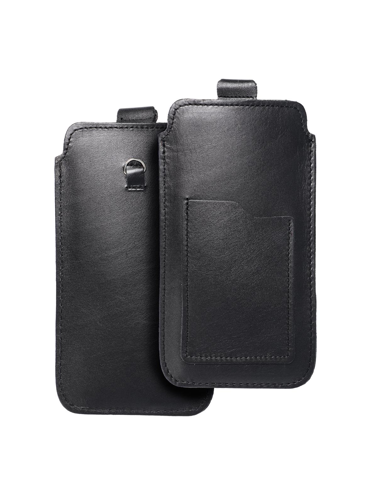 Skórzany futerał uniwersalny / wsuwka z pull-up - ROYAL / czarny - Rozmiar 2XL - IPHONE 6 PLUS / SAMSUNG A52 / XIAOMI REDMI NOTE 10