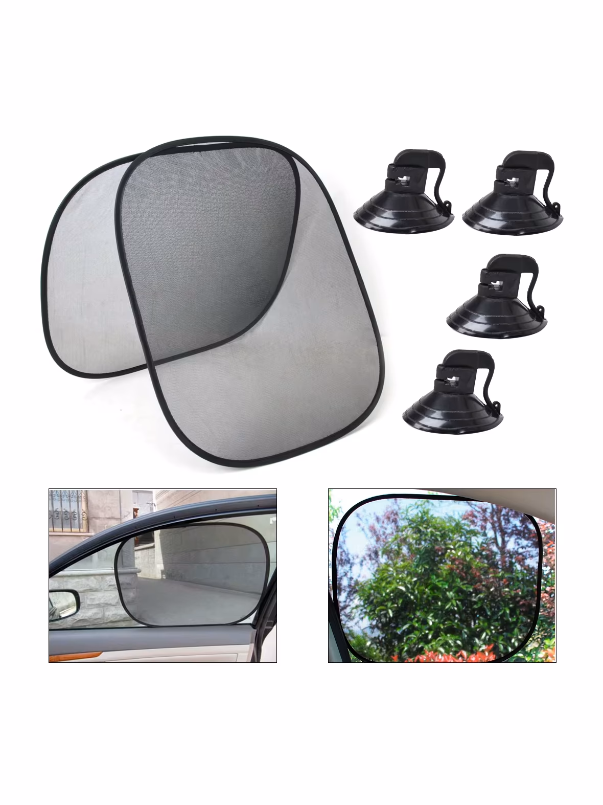 Osłona przeciwsłoneczna do samochodu z przyssawkami na szyby tylne czarna