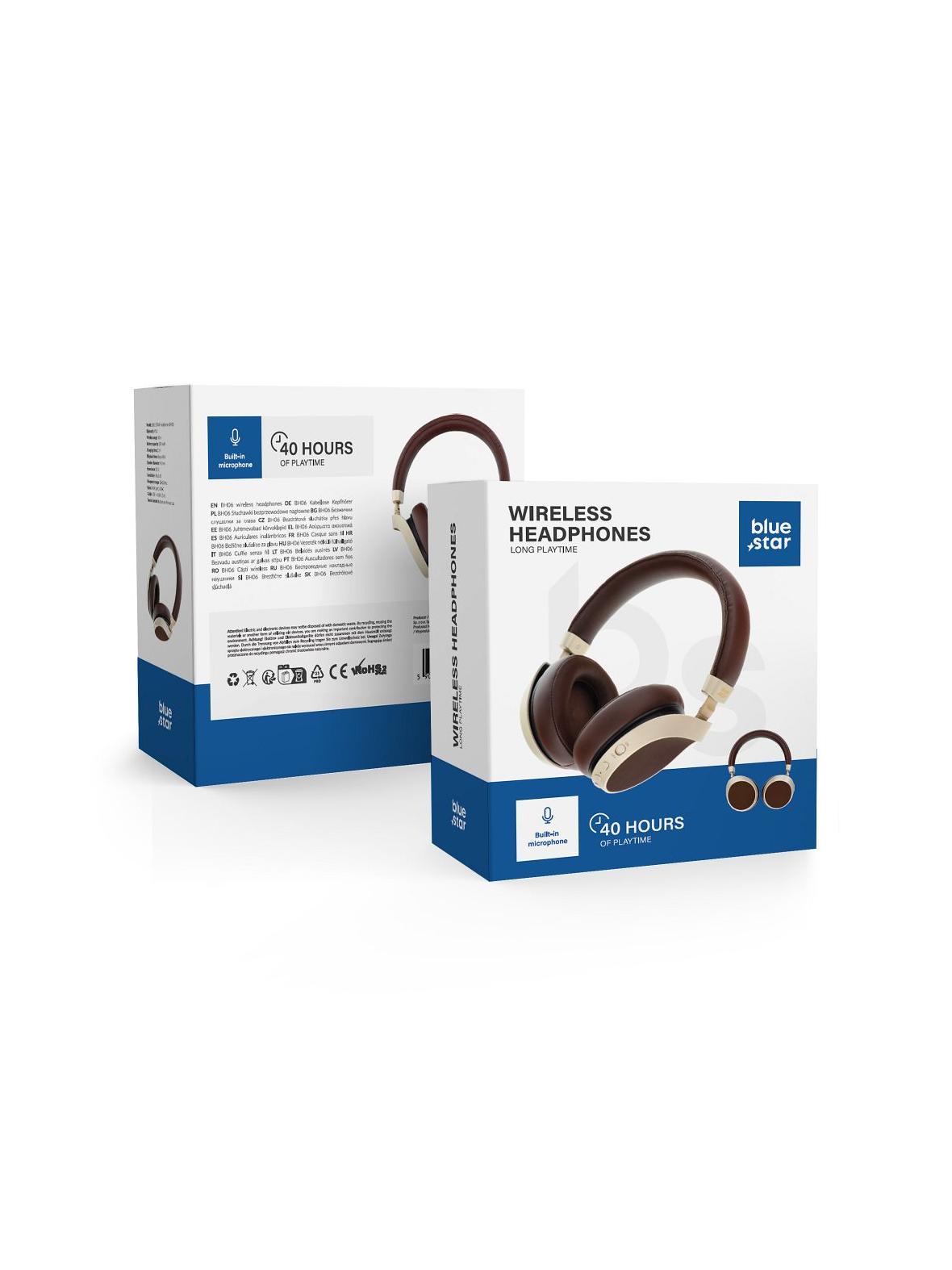 Słuchawki bezprzewodowe nauszne Blue Star BH06 brązowe