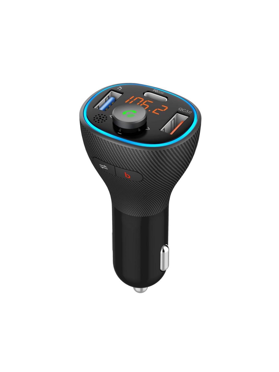 ART transmiter FM bluetooth 5.0 + USB A QC3.0 + Typ C (total 30W) FM-73 czarny