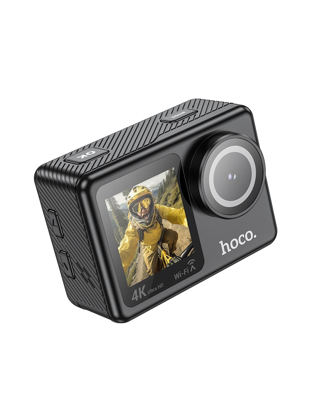 Kamera sportowa Hoco z dwoma wyświetlaczami 1,3" + 2" 4K/30fps DV101 czarna