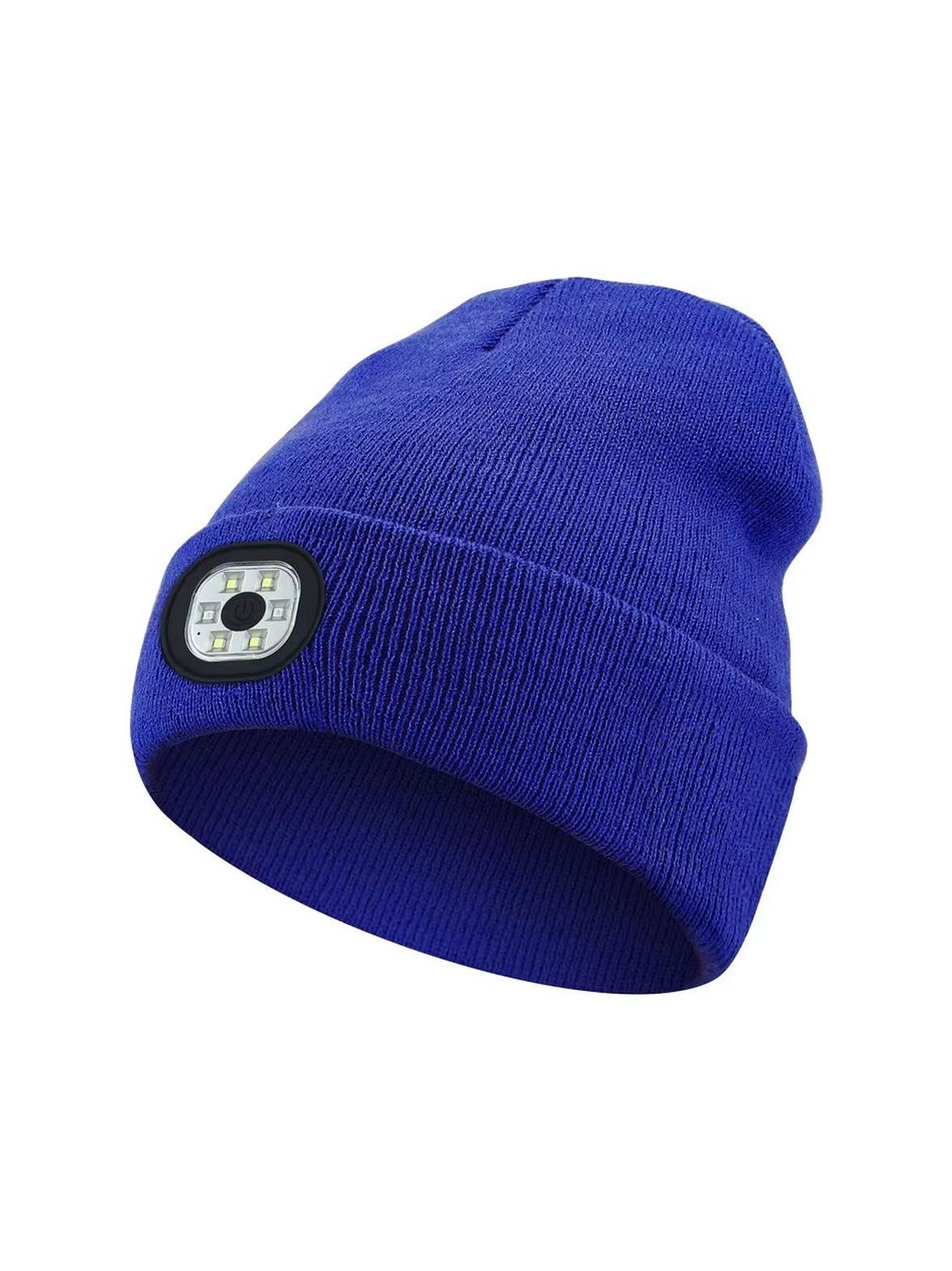 Czapka z latarką LED niebieska