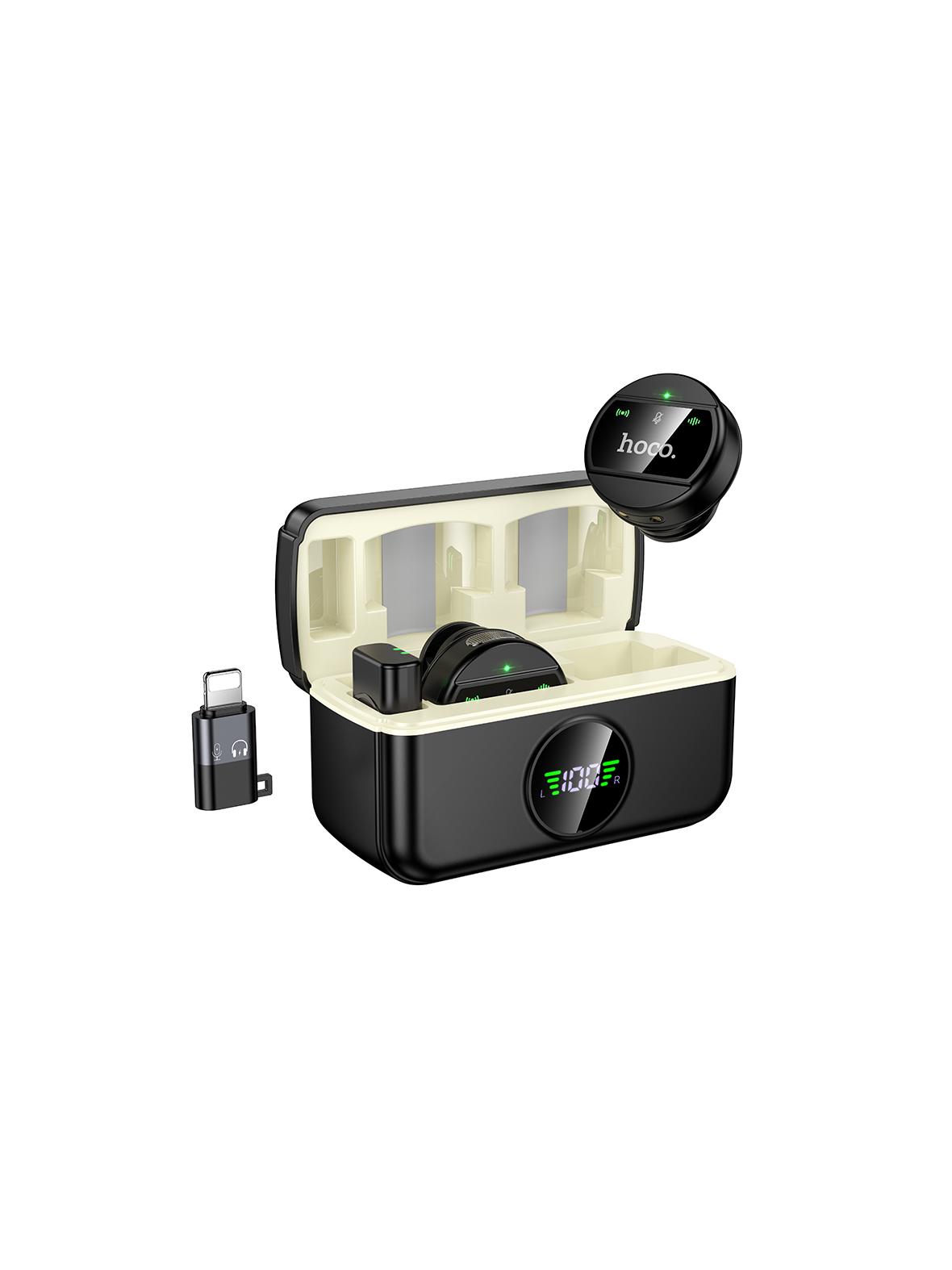 Mikrofon bezprzewodowy 2w1 Lightning / USB C Hoco L22 czarny